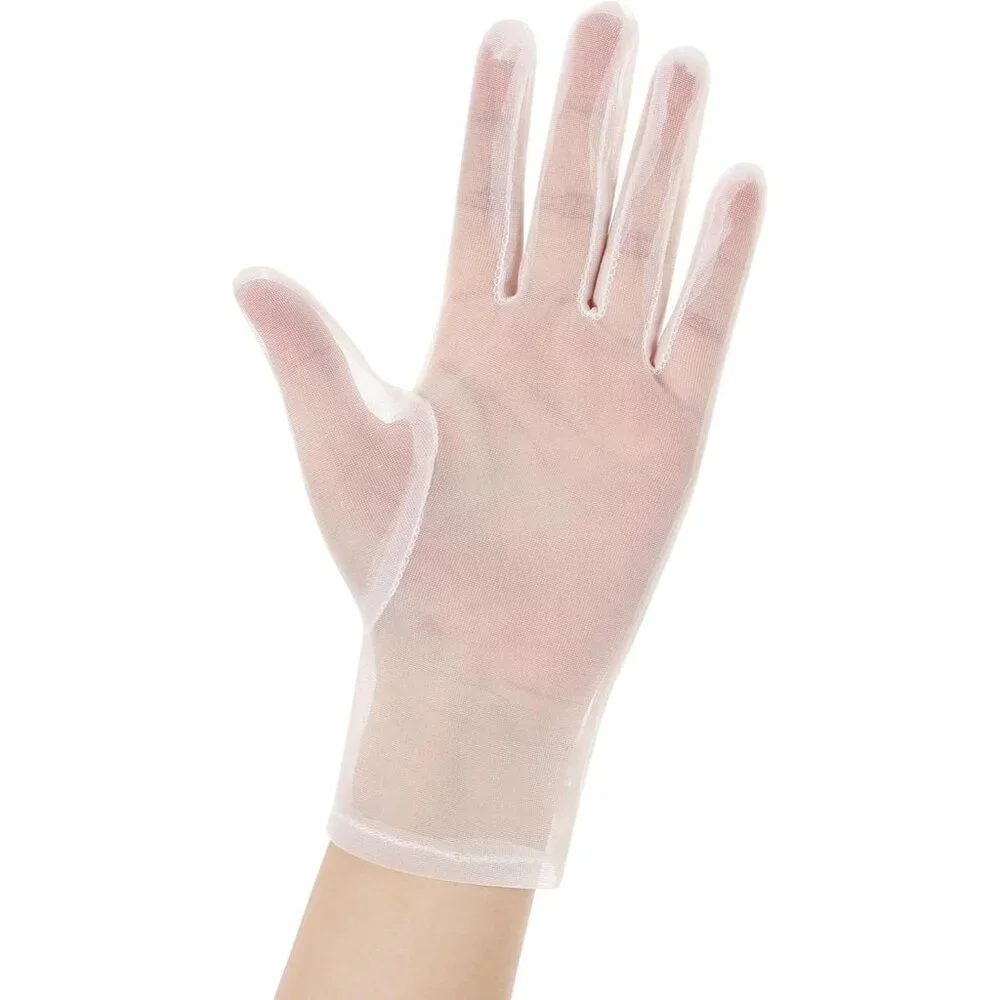 Women's Lvory 06 Floral Short Length Lace Tulle Mesh Wrist Wedding Party Gloves